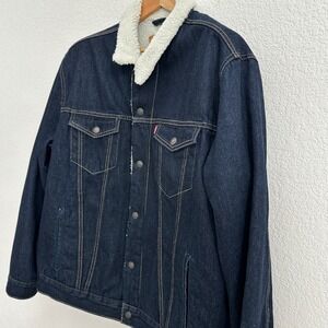 Levi's Type III Sherpa Trucker Jean Jacket Juniper Dark Wash 16365-0075 XL